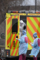 Staff in protective clothing at St Thomas' Hospital, London