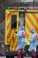 Staff in protective clothing at St Thomas' Hospital, London