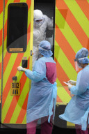 Staff in protective clothing at St Thomas' Hospital, London