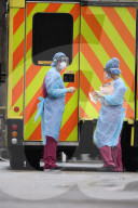 Staff in protective clothing at St Thomas' Hospital, London