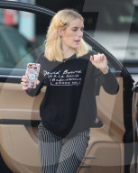 PREMIUM EXCLUSIVE Emma Roberts Looks Super Cute In Pinstripes While Running Valentine's Day Errands