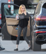 PREMIUM EXCLUSIVE Emma Roberts Looks Super Cute In Pinstripes While Running Valentine's Day Errands
