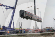 Derailed train wagons removed from tracks in northern Italy, Ospedaletto Lodigiano - 16 Feb 2020