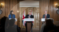 UK Prime Minister Boris Johnson holds Covid-19 Press Conference with Chief Scientific Advisor, Sir Patrick Vallance and Deputy Chief Medical Officer, Dr Jenny Harries in 10 Downing Street.