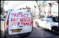 Coronavirus messages on a Van
