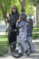 Rachel Zoe looks chic and as she spends the afternoon with her nanny and two sons: Kaius and Skyler Berman. 