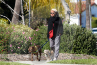 Meghan MarkleÍs mother Doria Ragland takes her dogs for a walk, hours after news broke that her daughter and Prince Harry have moved to Los Angeles. 