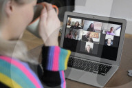Keeping in touch via video conferencing apps like Zoom during the self isolation coronavirus lockdown.