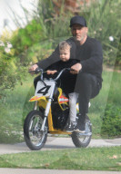 Jason Statham Teaches Son Jack To Ride Mini-Motorcross Bike Without A Helmet
