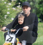 Jason Statham Teaches Son Jack To Ride Mini-Motorcross Bike Without A Helmet