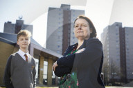 Collette Hunnisett, headteacher at Olive AP Academy Thurrock in Essex, with Michael - the last student remaining following the UK coronavirus lockdown
