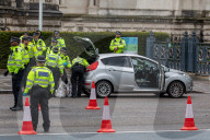 A large Police presence in Westminster today as Police Officers stop and search motorists in Westminster.