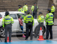 A large Police presence in Westminster today as Police Officers stop and search motorists in Westminster.