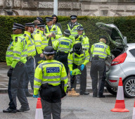 A large Police presence in Westminster today as Police Officers stop and search motorists in Westminster.