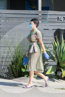 Brad PittÍs rumored new love interest Alia Shawkat runs wears a flowing floral dress as she heads to a carpentry business near the actorÍs home in Los Feliz on Monday [April 27.] 