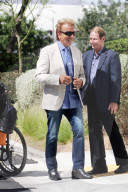 Big cat showmen Siegfried Fischbacher and Roy Horn attend a plaque unveiling bearing their names at Las VegasÍ Cleveland Clinic for Brain Health on SiegfriedÍs 79th birthday. 