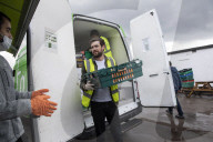 Comedian Jack Whitehall with volunteers from the Felix Project.