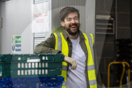 Comedian Jack Whitehall with volunteers from the Felix Project.