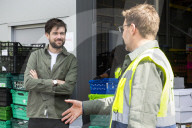 Comedian Jack Whitehall with volunteers from the Felix Project.
