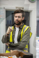 Comedian Jack Whitehall with volunteers from the Felix Project.