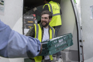 Comedian Jack Whitehall with volunteers from the Felix Project.