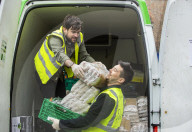 Comedian Jack Whitehall with volunteers from the Felix Project.