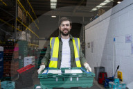 Comedian Jack Whitehall with volunteers from the Felix Project.