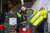 Comedian Jack Whitehall with volunteers from the Felix Project.