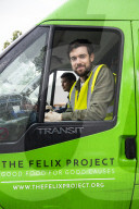 Comedian Jack Whitehall with volunteers from the Felix Project.
