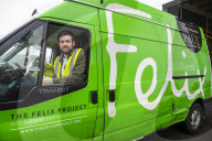Comedian Jack Whitehall with volunteers from the Felix Project.
