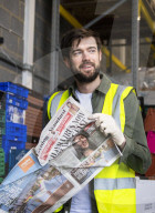 Comedian Jack Whitehall with volunteers from the Felix Project.