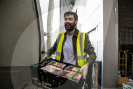 Comedian Jack Whitehall with volunteers from the Felix Project.