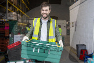 Comedian Jack Whitehall with volunteers from the Felix Project.