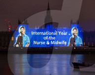 Florence Nightingale image is projected on to Parliament to mark the 200th anniversary of the birth of Florence Nightingale,  International Nurses' Day and 2020 is the International Year of the Nurse and Midwife
12th May 2020