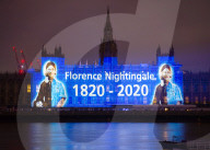 Florence Nightingale image is projected on to Parliament to mark the 200th anniversary of the birth of Florence Nightingale,  International Nurses' Day and 2020 is the International Year of the Nurse and Midwife
12th May 2020