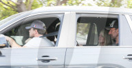 PREMIUM EXCLUSIVE Leonardo spotted in Malibu with mom in the back of his car