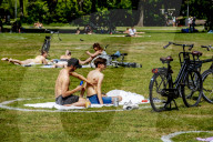 NEWS - Coronavirus: Sonnenbaden in einer Aura: Parkbesucher im Vroesenpark in Rotterdam