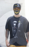 PREMIUM EXCLUSIVE  Justin Bieber wears Sorry t shirt with yellow glasses as he visits Il Pastaio 