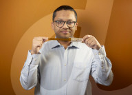 Atif Syed, CEO and founder of a firm called Wootzano. From a unit in Sedgefield, county Durham, the small company has developed what it describes as “electronic skin”, a highly stretchable polymer that Syed says can detect sensations “the way you and