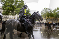 Large protest with over 15,000 for George Floyd in the centre of London. Protesters split into different groups.  Police horses charged the crowd in front of Downing St and projectiles were thrown.