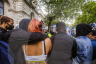 Large protest with over 15,000 for George Floyd in the centre of London. Protesters split into different groups.  Police horses charged the crowd in front of Downing St and projectiles were thrown.