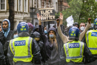 Large protest with over 15,000 for George Floyd in the centre of London. Protesters split into different groups.  Police horses charged the crowd in front of Downing St and projectiles were thrown.