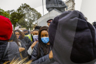 Large protest with over 15,000 for George Floyd in the centre of London. Protesters split into different groups.  Police horses charged the crowd in front of Downing St and projectiles were thrown.