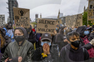 Large protest with over 15,000 for George Floyd in the centre of London. Protesters split into different groups.  Police horses charged the crowd in front of Downing St and projectiles were thrown.