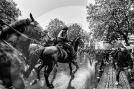 Large protest with over 15,000 for George Floyd in the centre of London. Protesters split into different groups.  Police horses charged the crowd in front of Downing St and projectiles were thrown.