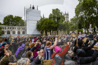 Large protest with over 15,000 for George Floyd in the centre of London. Protesters split into different groups.  Police horses charged the crowd in front of Downing St and projectiles were thrown.
