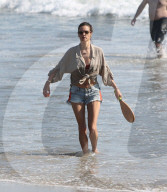 Alessandra Ambrosio And A Sexy Gal Pal Hit The Beach For A Game Of Paddle Ball
