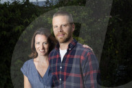 DC Nick Bailey, 40, with his wife Sarah, 39, pictured around their house, Dorset, UK.