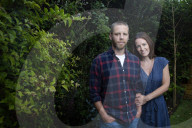 DC Nick Bailey, 40, with his wife Sarah, 39, pictured around their house, Dorset, UK.