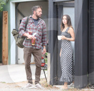 PREMIUM EXCLUSIVE Ben Affleck Enjoys A Smoke After Grabbing Coffee With Ana De Armas